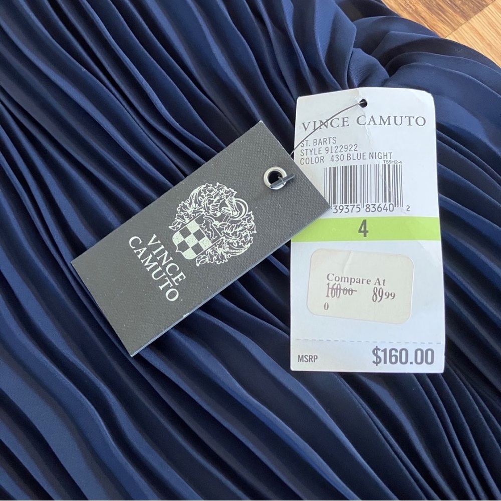 Vince Camuto Navy Crimped Dress Size 4 NWT - Picture 5 of 6